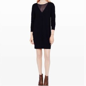 Club Monaco-Illusion Mesh Sweater Dress-Wool-Silk-Long Sleeve-Size XS